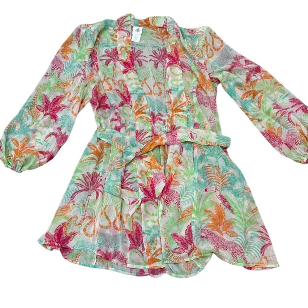 CAbi Sunset Kimono Top Tropical Robe Size S